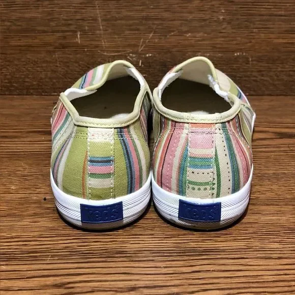 Keds canvas green womens slip on shoes white sneakers size 7.5 - Picture 7 of 8